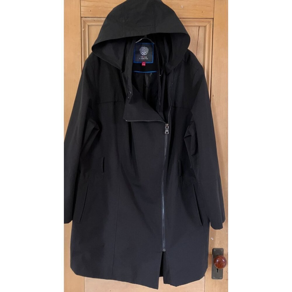 Vince Camuto Womens Removable Hood NO BELT Rain Jacket Size 3X Black SP NWOT